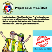 Câmara Municipal  aprova Piso Salarial dos ACS e ACE 