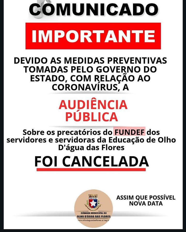 Cancelamento de Audiência Pública