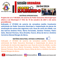 SESSÃO ORDINÁRIA  - 26 DE ABRIL DE 2024
